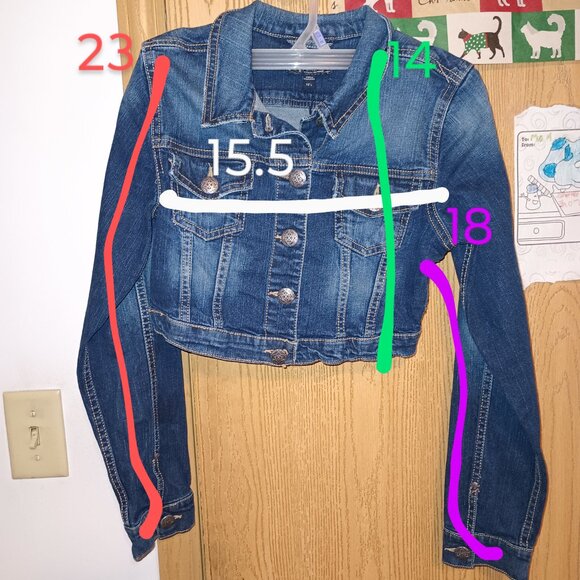 Silver Jeans Co. Big Girls' Cassie Cropped Dark Wash Jean Jacket Large - Picture 9 of 9